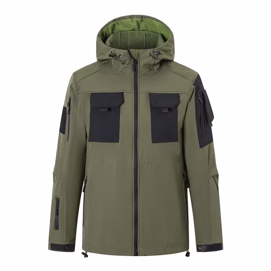 OEM New Fashion Mens Fleece Outdoor Tactical Softshell Jacket Hooded Outwear Coat