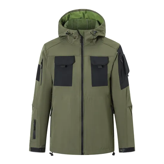 OEM New Fashion Mens Fleece Outdoor Tactical Softshell Jacket Hooded Outwear Coat