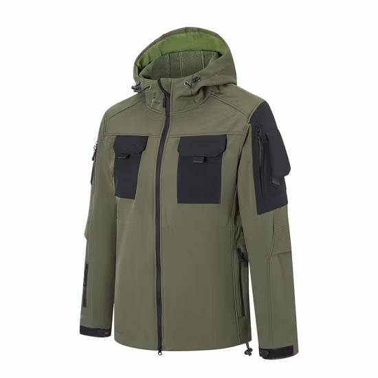 OEM New Fashion Mens Fleece Outdoor Tactical Softshell Jacket Hooded Outwear Coat