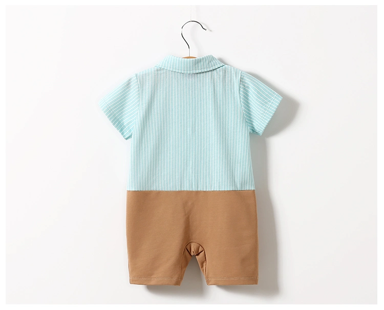 Formal Newborn Baby Boy Mint Green Infant Romper Short Sleeve Baby Striped Clothes