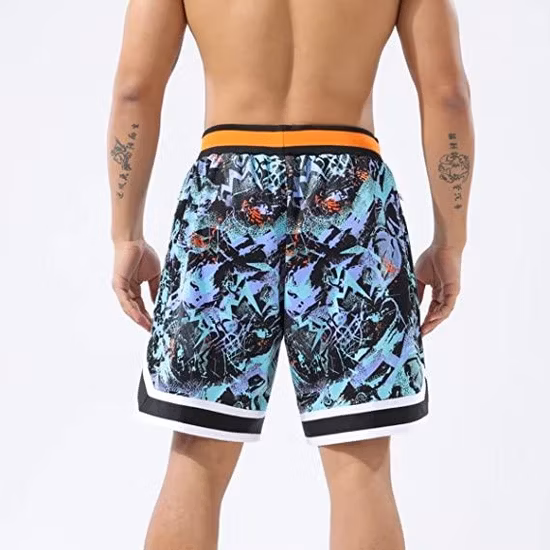 2023 Custom Printing Herren-Sommer-Basketball-Shorts mit Kordelzug, atmungsaktive Mesh-Shorts für Sportbekleidung