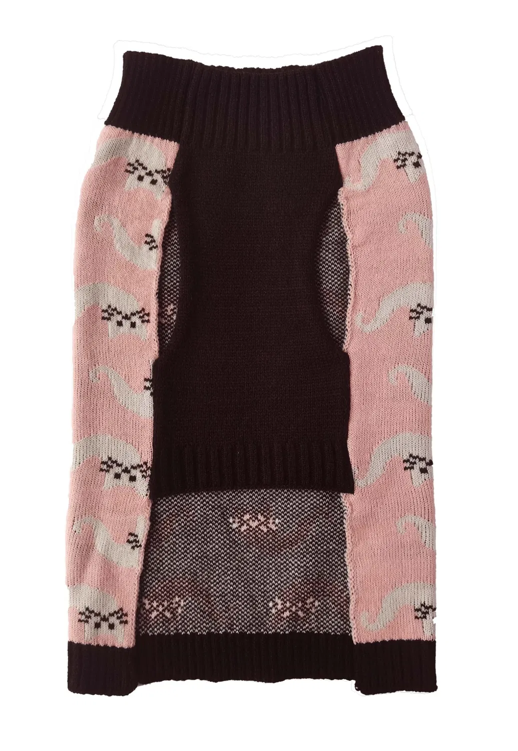 Halloween warme süße rosa Katze Jacquard Strickpullover Haustierkleidung